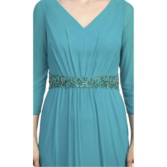 Marina Embellished Formal Mesh Gown Long Green Maxi Dress Size 6 NWT - Picture 2 of 9